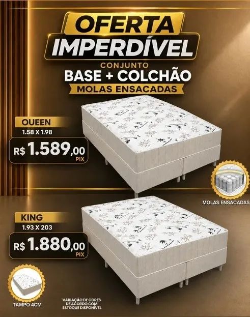 Cama Box Molas Ensacadas - Queen e King - Oferta Imperdivel - Escolha a sua...