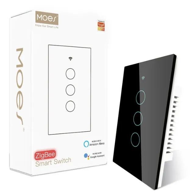 Interruptor Inteligente Touch Moes Zigbee 3 botões