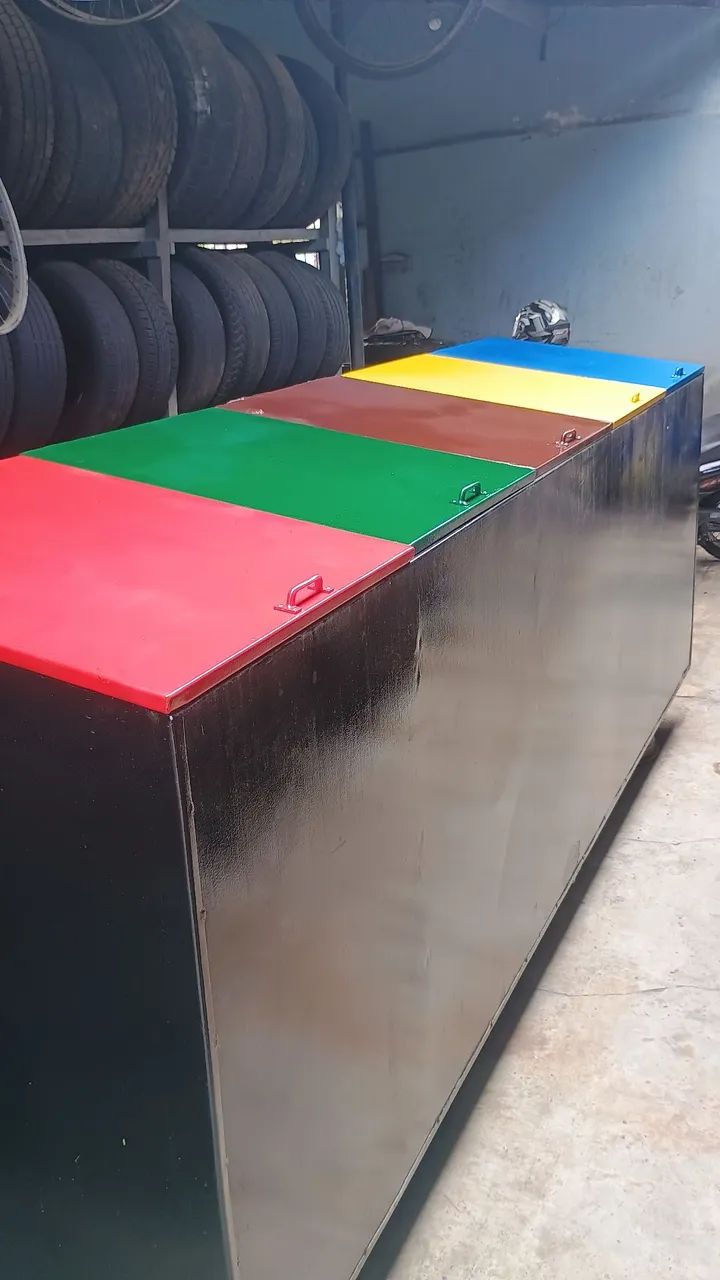 Container lixeira reciclável 5 compartimentos 
