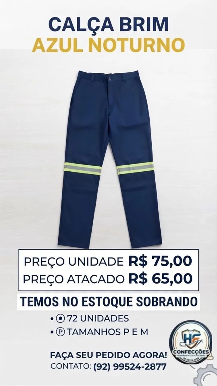 Calças brim com refletivo 