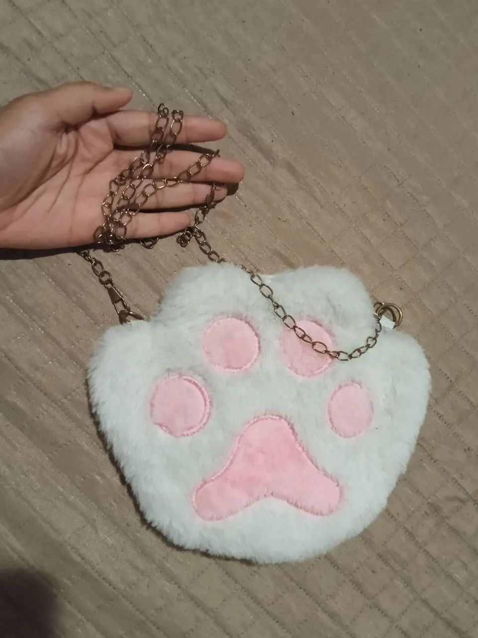 bolsa patinha de gato rosa e branco - Foto 2