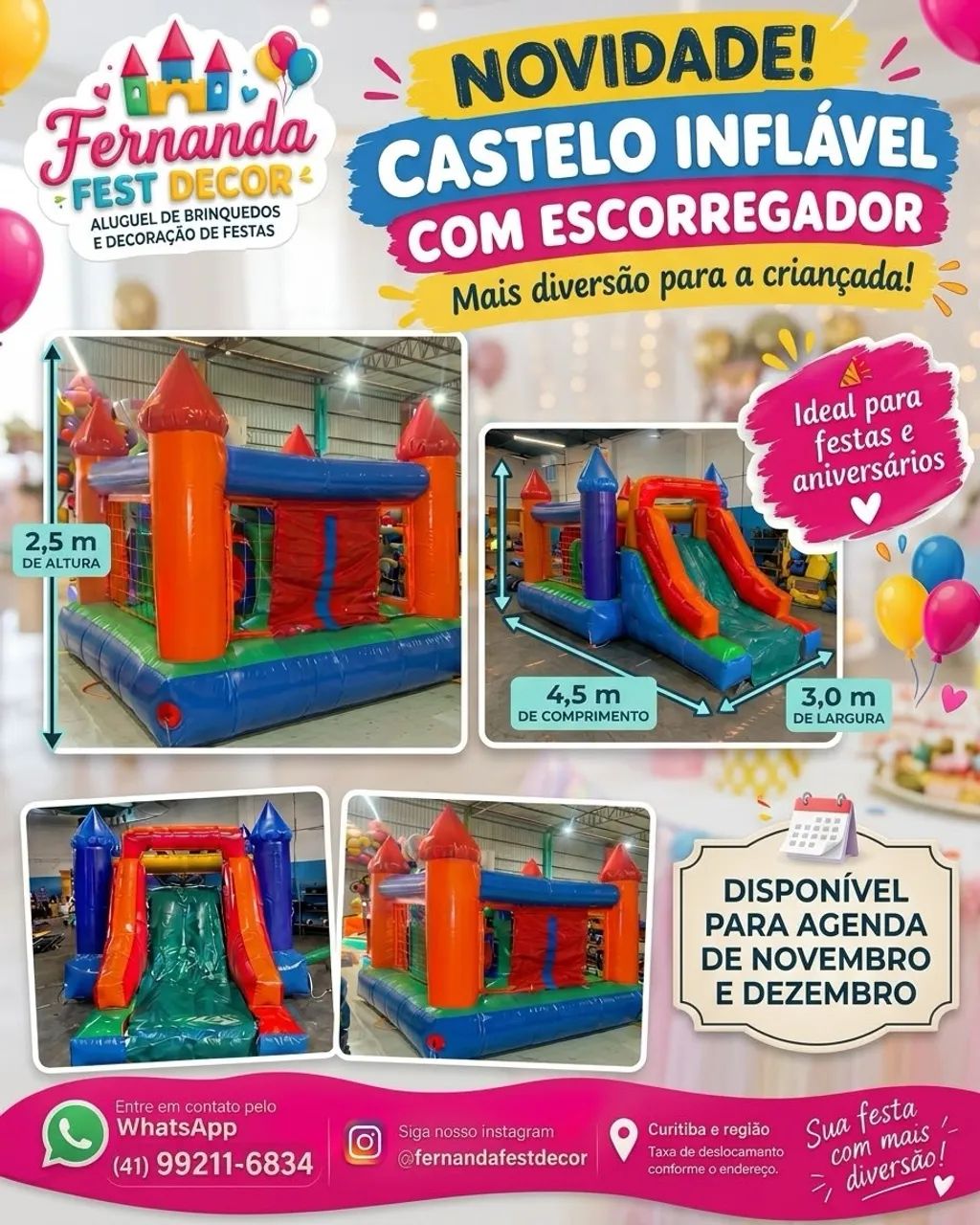 Tobogã Inflavel com pula pula