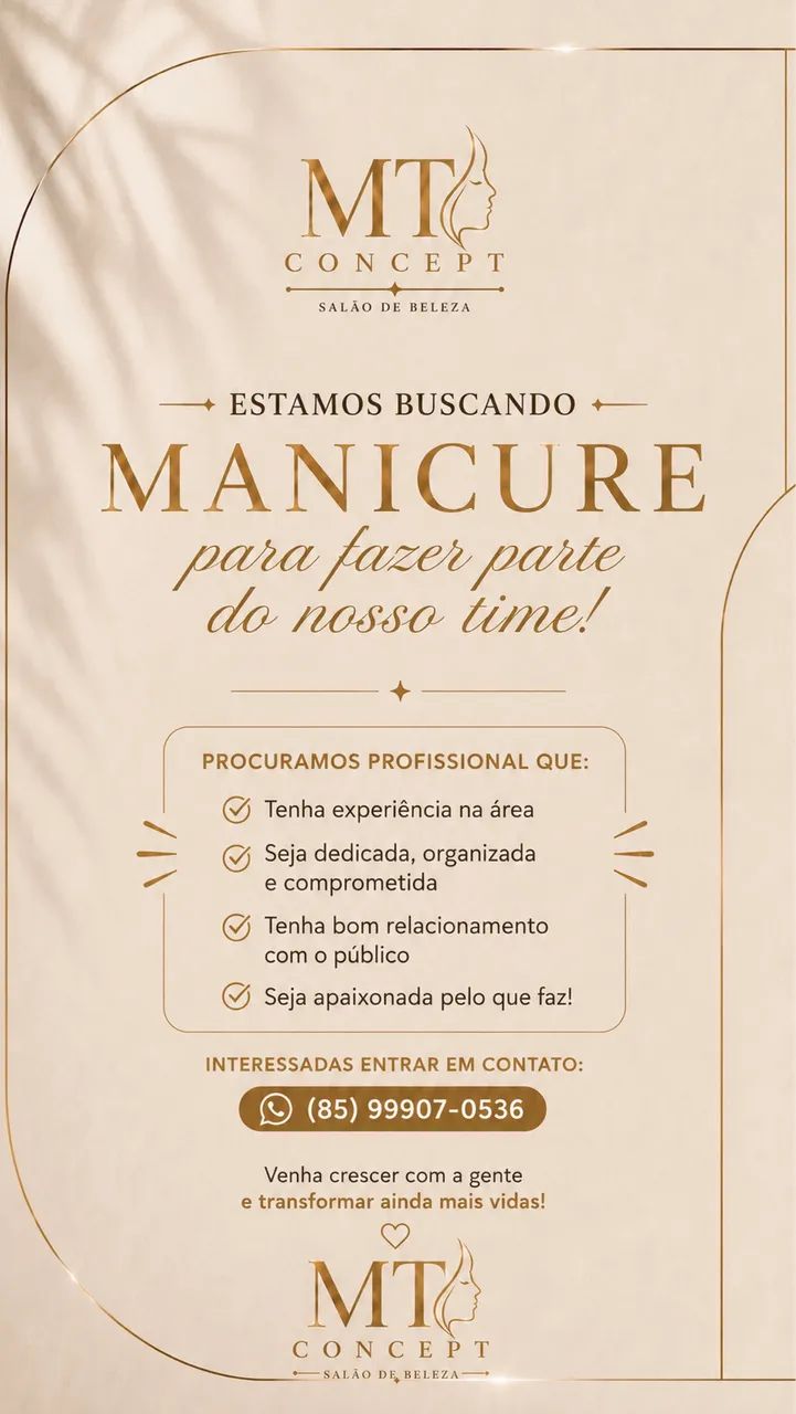 Precisamos de Manicure e Pedicure