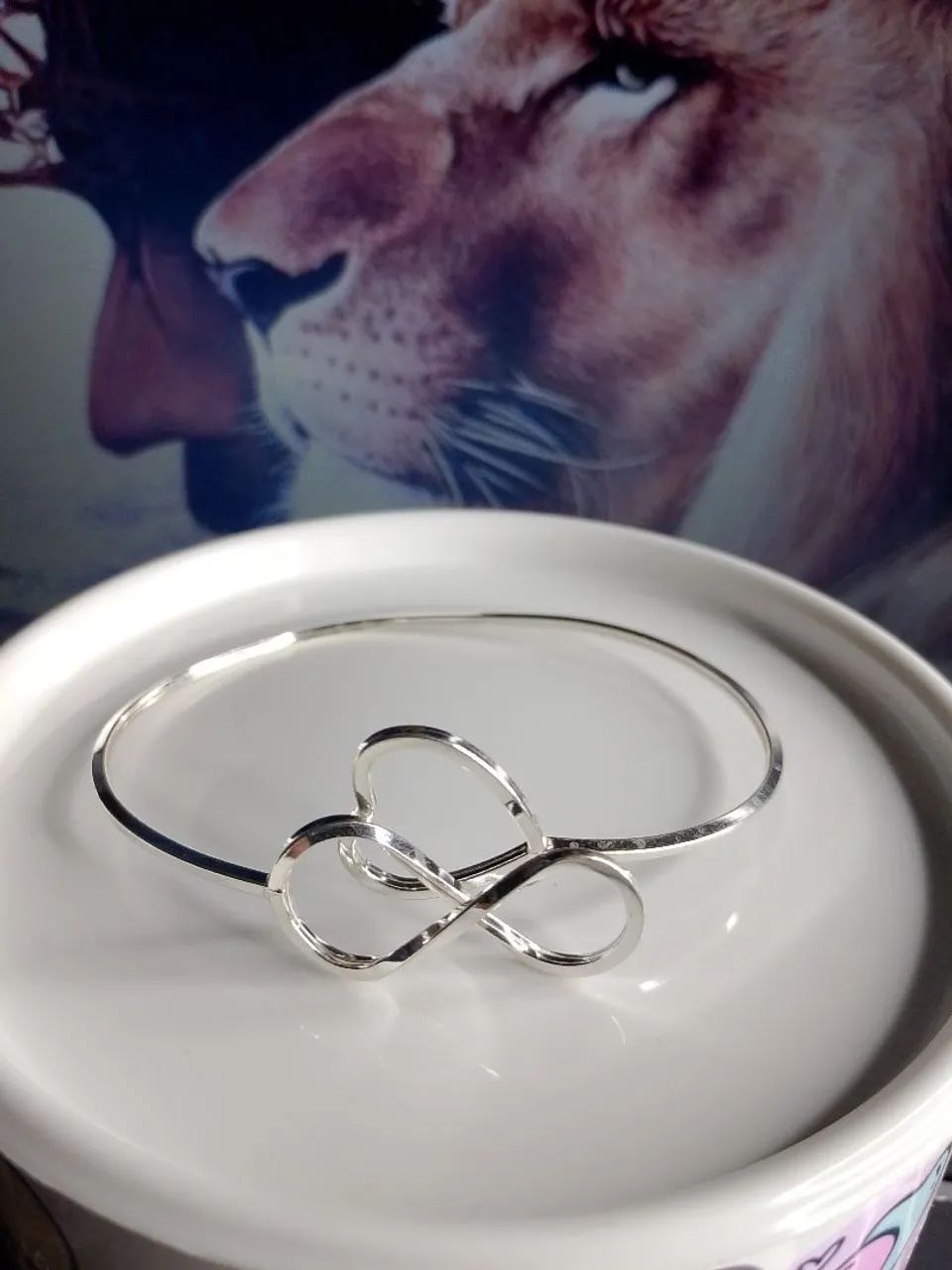 Bracelete em Prata 925 Coração Infinito Vazado - Foto 2