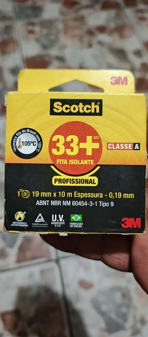 Fita Isolante 3M Scotch 33+ 10m. Profissional e Resistente