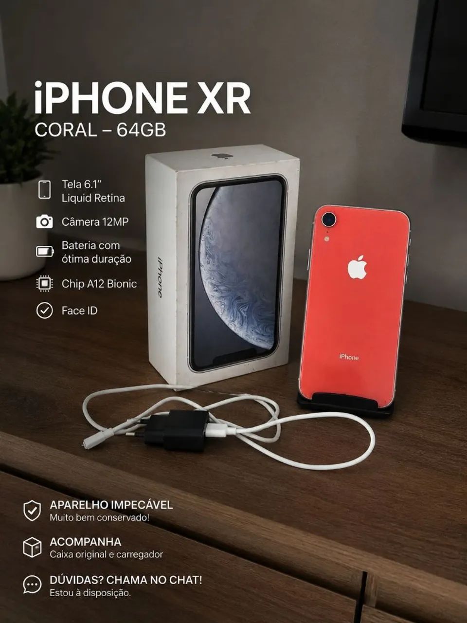 iPhone XR 64GB Muito Conservado - Face ID OK - Celulares e