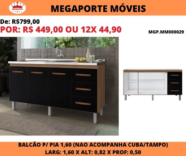 Balcão 1,60 de Pia Moblis 3P 3G - Foto 2