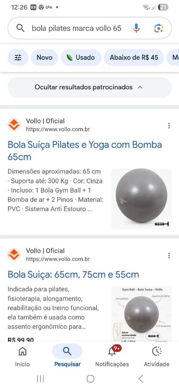 BOLA PILATES/YOGA- MARCA VOLLO
