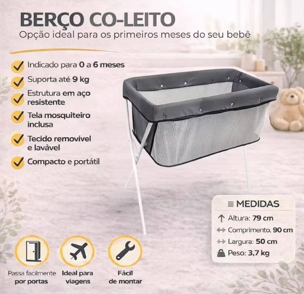 Berço portátil co-leito - Foto 3