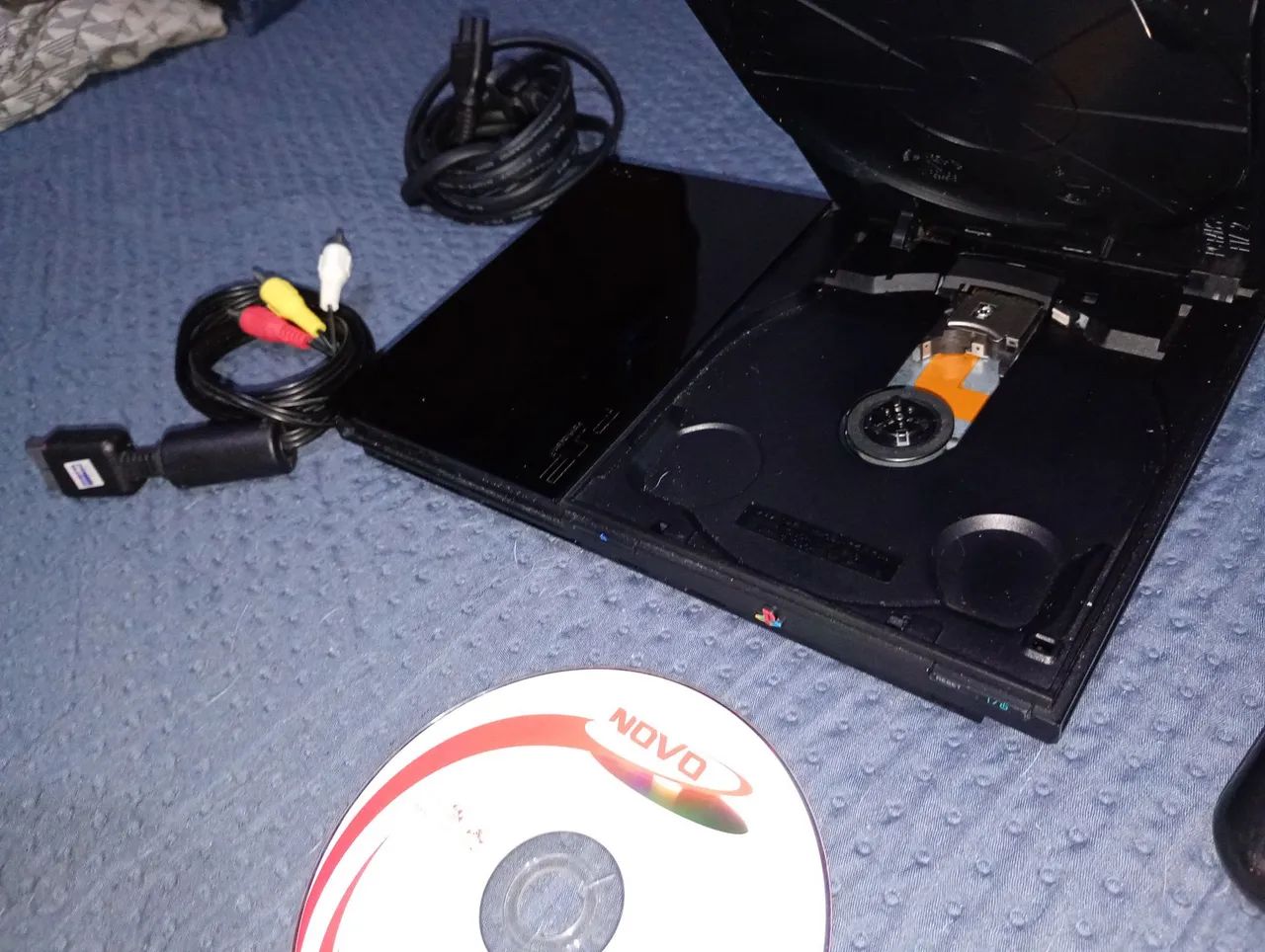 PS2 slim desbloqueado com controle original. - Foto 3
