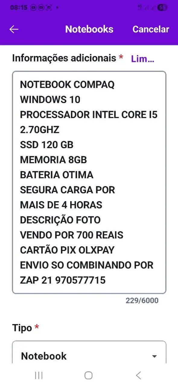 NOTEBOOK i5 SSD BATERIA5hs - Foto 3