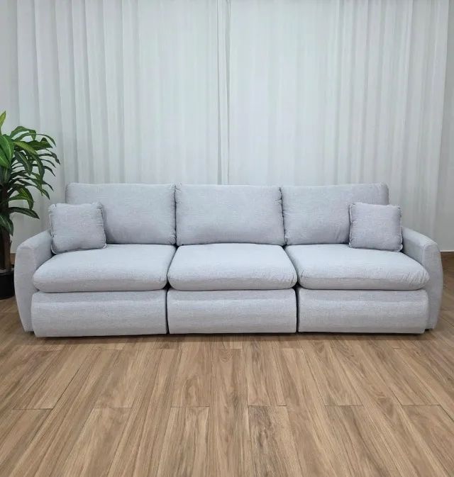 Lançamento! Sofá Cama Retrátil Reclinável Amaranto 2.70m 3 Módulos 80  - Foto 2