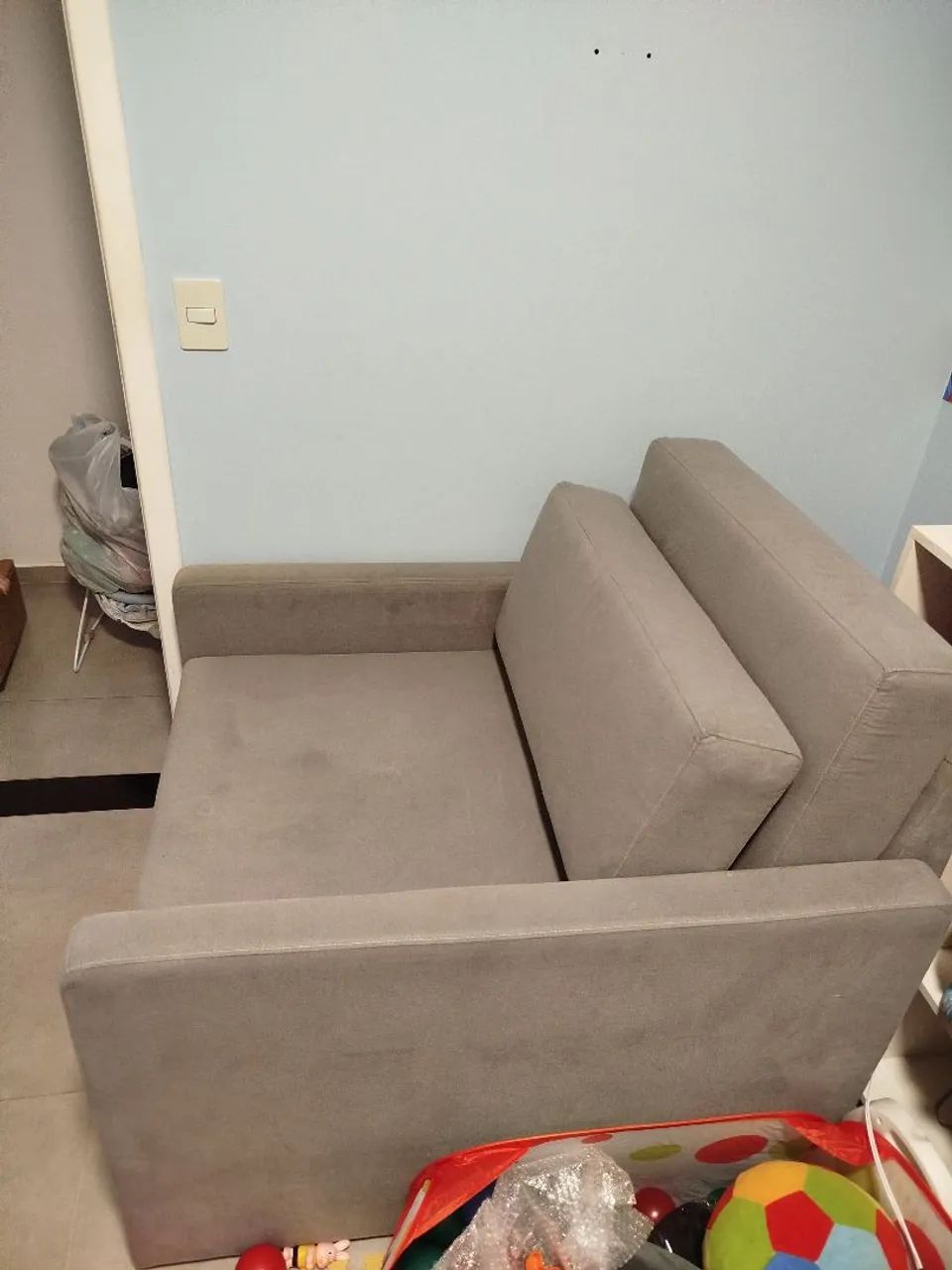 Sofá Cama de Solteiro - Castor Salerno Max Suede Cinza - Foto 2