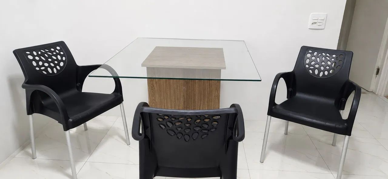 MESA DE VIDRO COM 3 CADEIRAS - Foto 2
