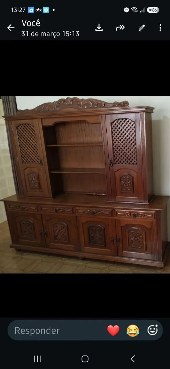 Sala jantar completa: (Arca e Oratório + mesa expansiva com 8 cadeiras em madeira maciça)!