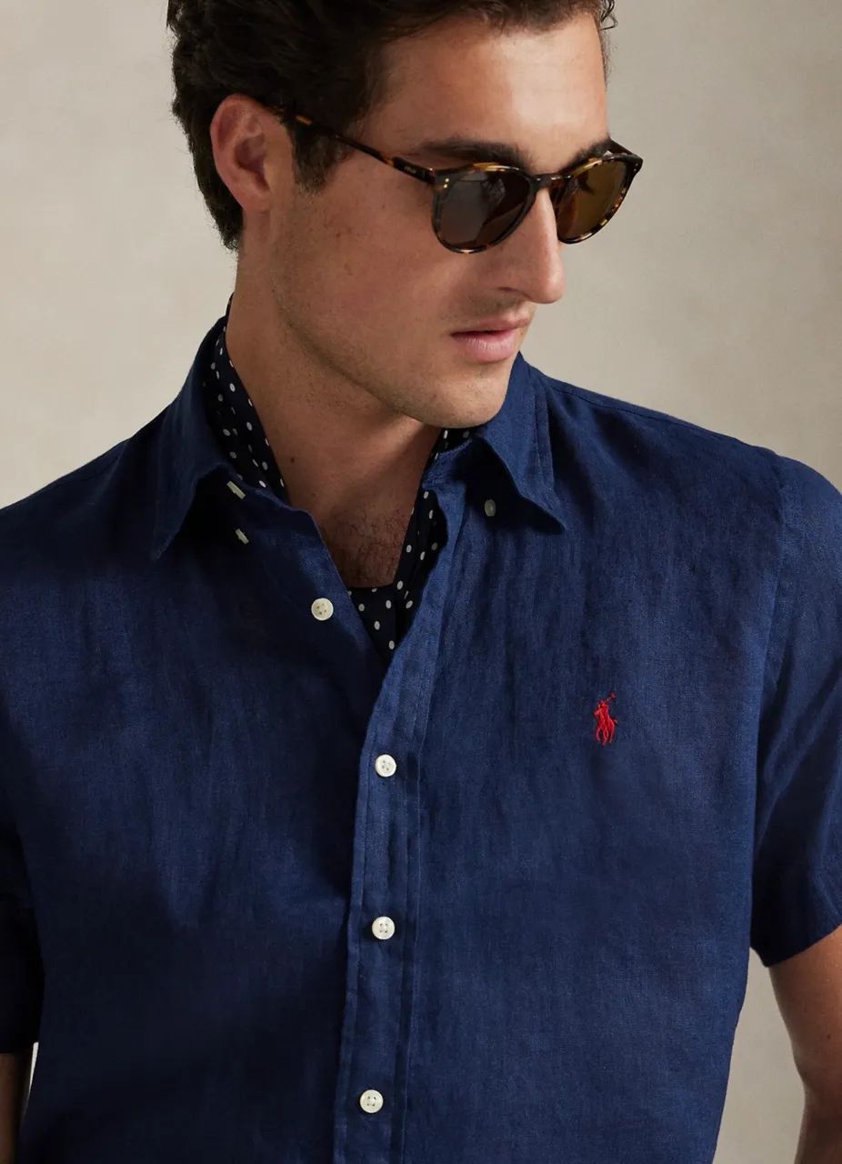 Camisa de Linho Ralph Lauren - Azul - M