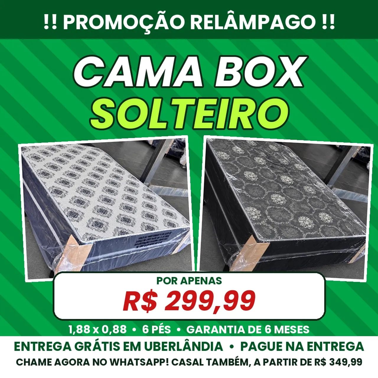 ? CAMA BOX SOLTEIRO R$ 299,99 - ENTREGA GRÁTIS 