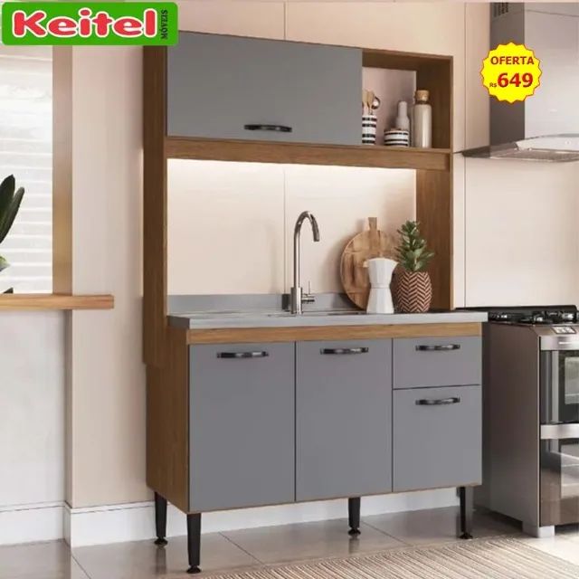 kit Cozinha Compacta Katy Freijó / Cinza