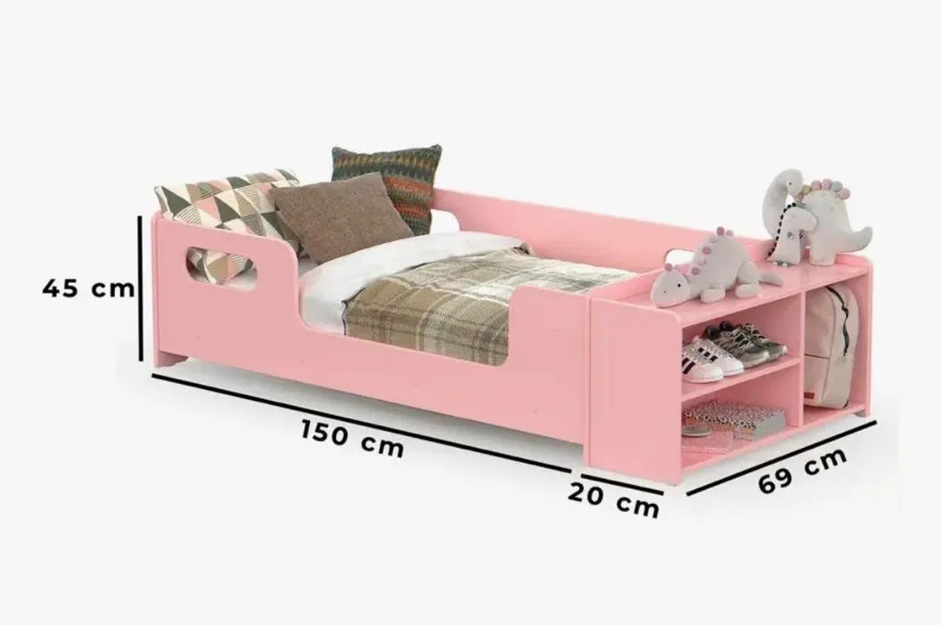 Cama infantil Montessoriana Rosa com colchão 