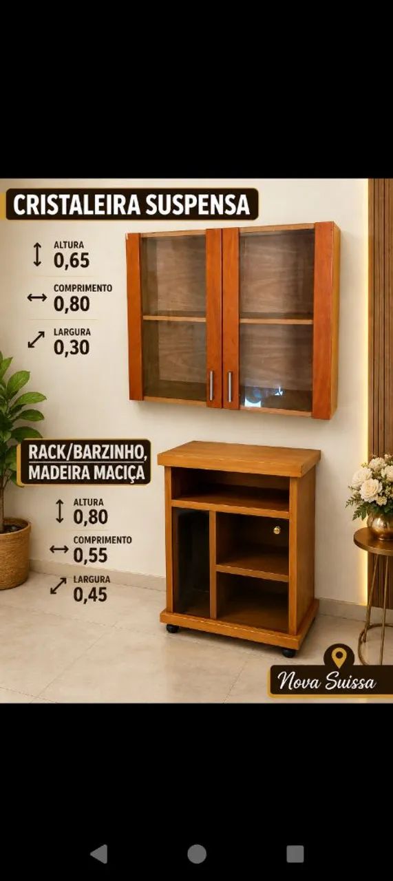 CRISTALEIRA E BARZINHO MADEIRA - Foto 2