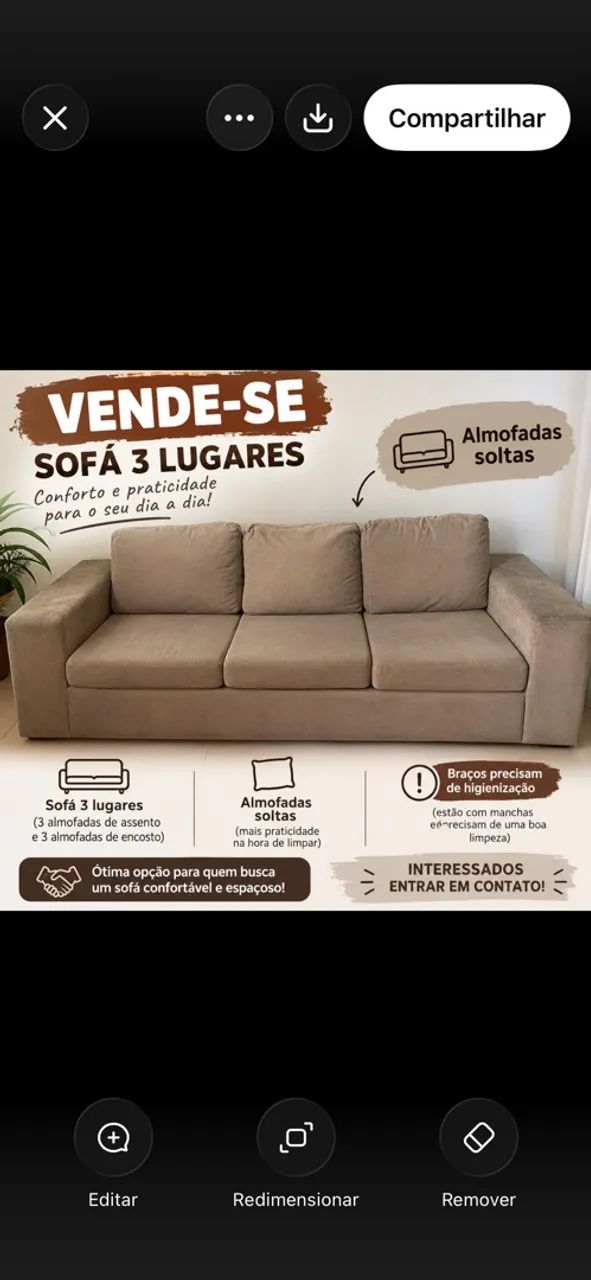Sofa 3 lugares com almofadas soltas  - Foto 2