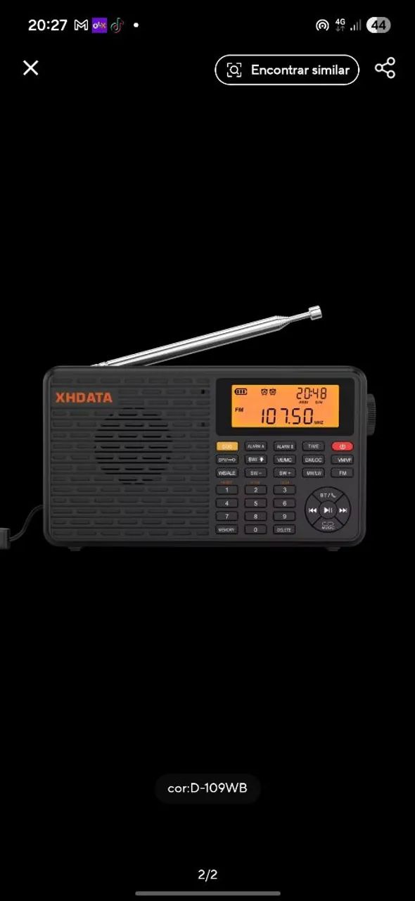 rádio apresentado é o modelo XHDATA D-109WB - Foto 2