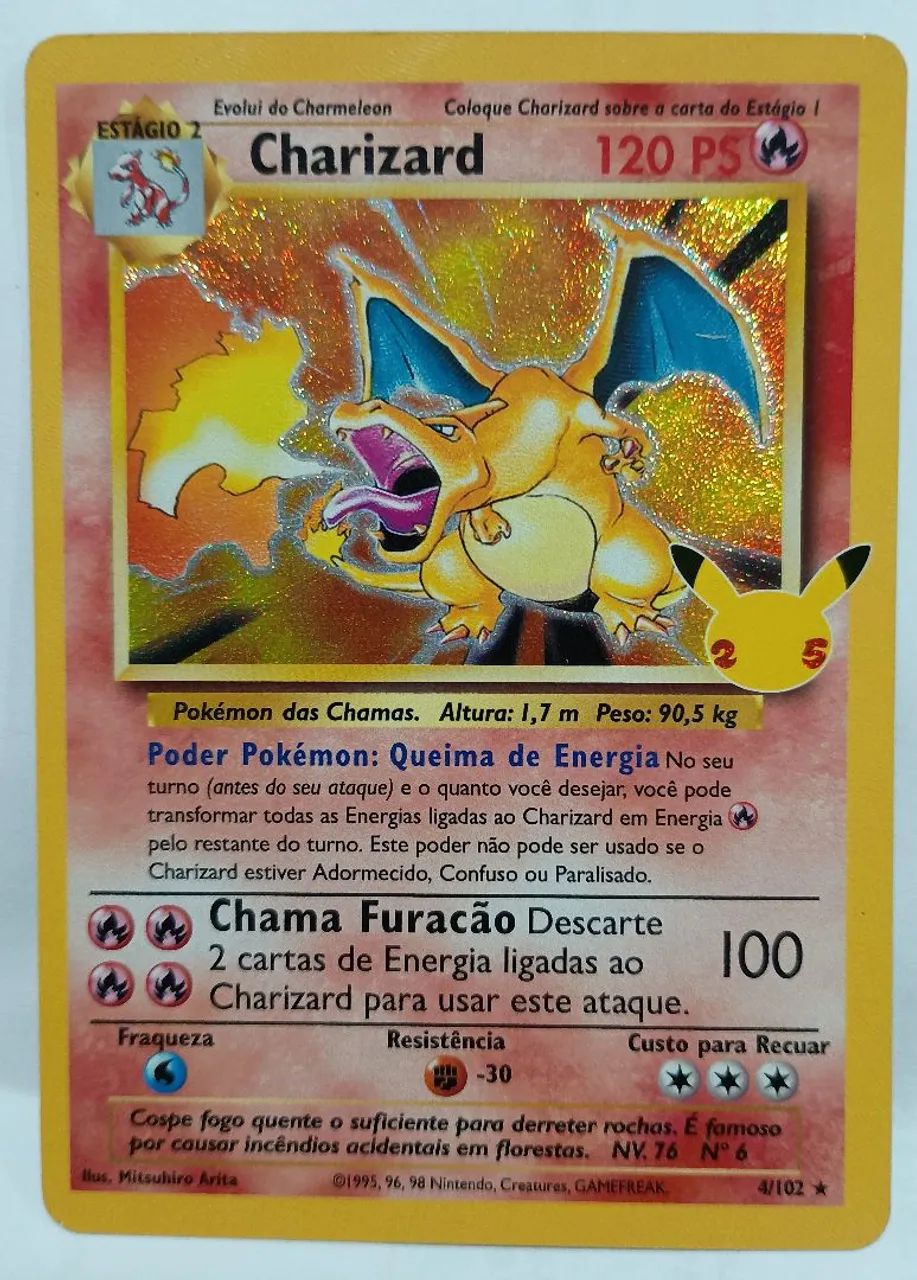 Carta Pokémon Charizard (4/102) Coleção Celebrações