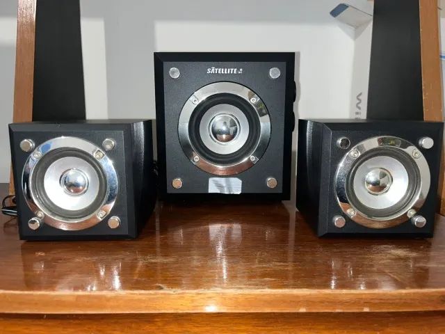 kit 3 caixas de som subwoofer satellite 2.1