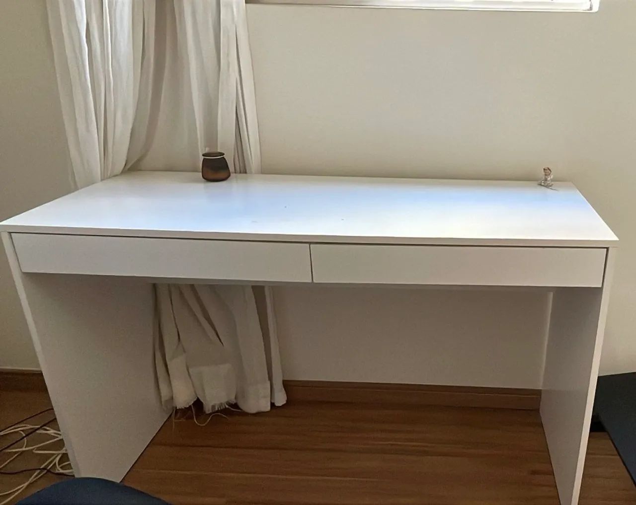 White two-drawer desk