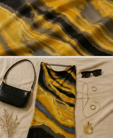 Vestido Halter Estampa Marmorizada | Tons Mostarda - Foto 2
