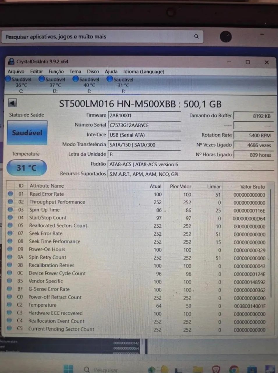 HD EXTERNO 500GB SAMSUNG. SAUDÁVEL  - Foto 2