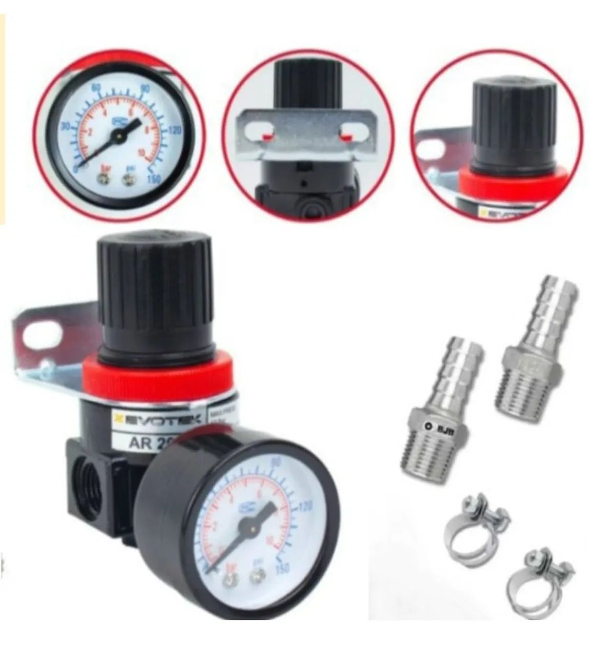 REGULADOR DE AR E PRESSÃO COM MONÔMETRO PARA COMPRESSOR/PISTOLA E FERRAMENTAS PNEUMÁTICO 