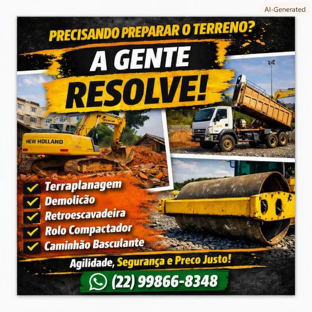 Terraplanagem, Demolição e Retroescavadeira 