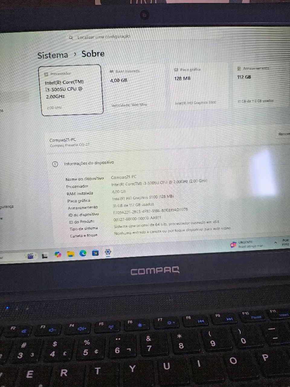 Vendo Notebook Compaq - Grafite - seminovo - Foto 3