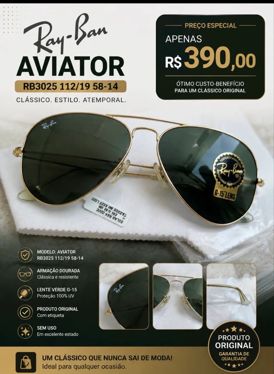 Ray Ban Aviador Original Novo $390
