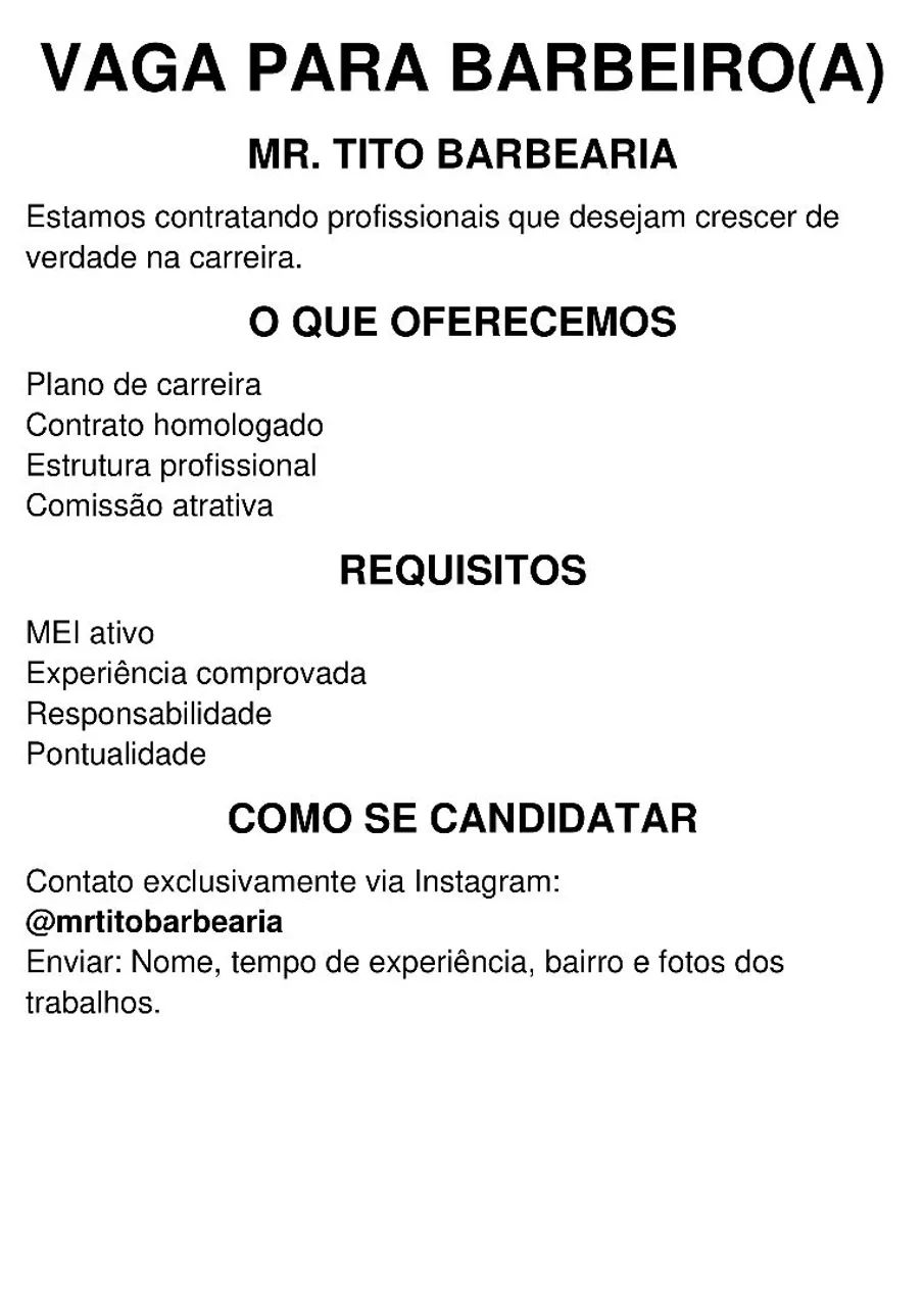 Vaga Barbeiro(a)