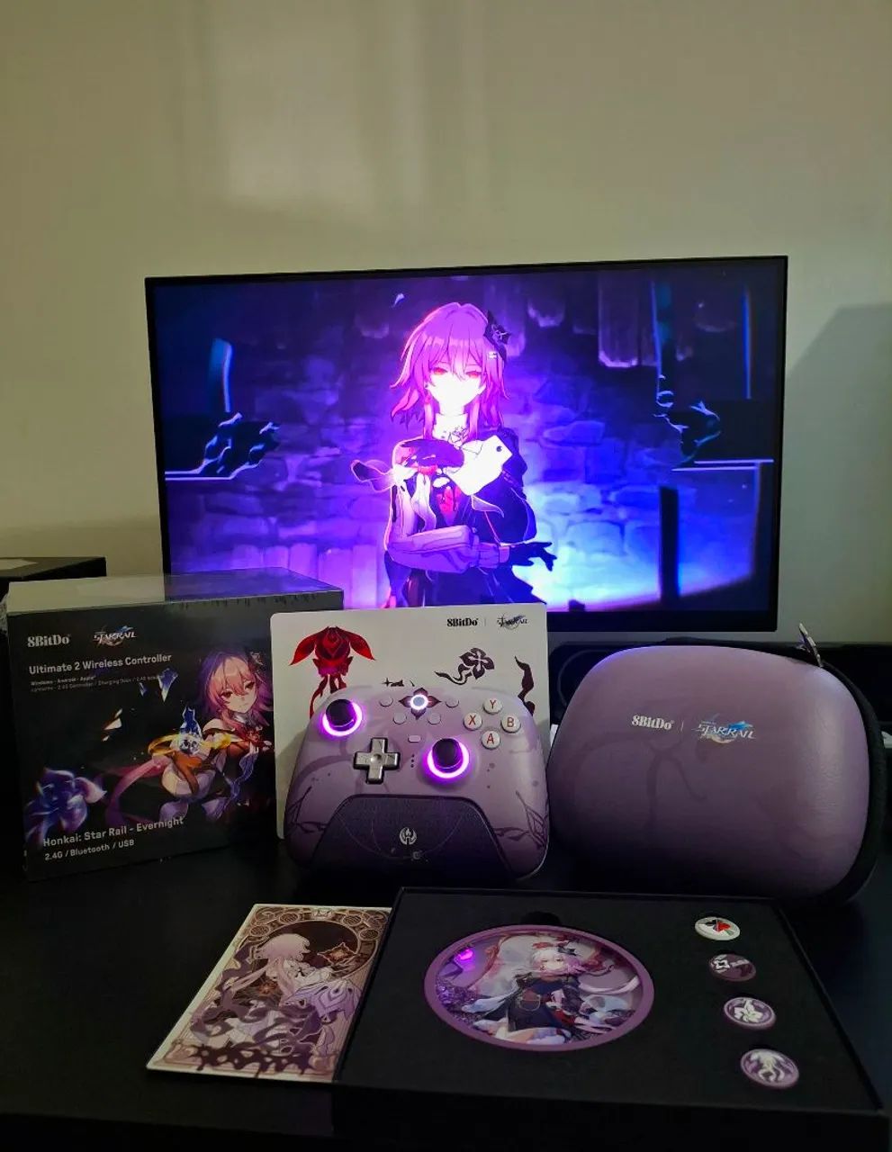 8BitDo Ultimate 2 Wireless Honkai Star Rail Evernight Edition + Estojo + Itens Exclusivos