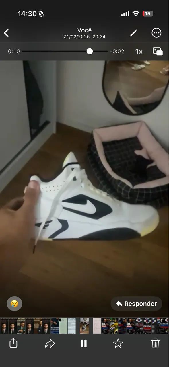 tênis Nike Air Flight Lite Mid em couro branco Tamanho 42 - Foto 2