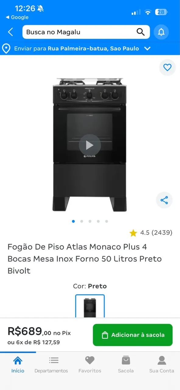 FOGÃO 4 BOCAS