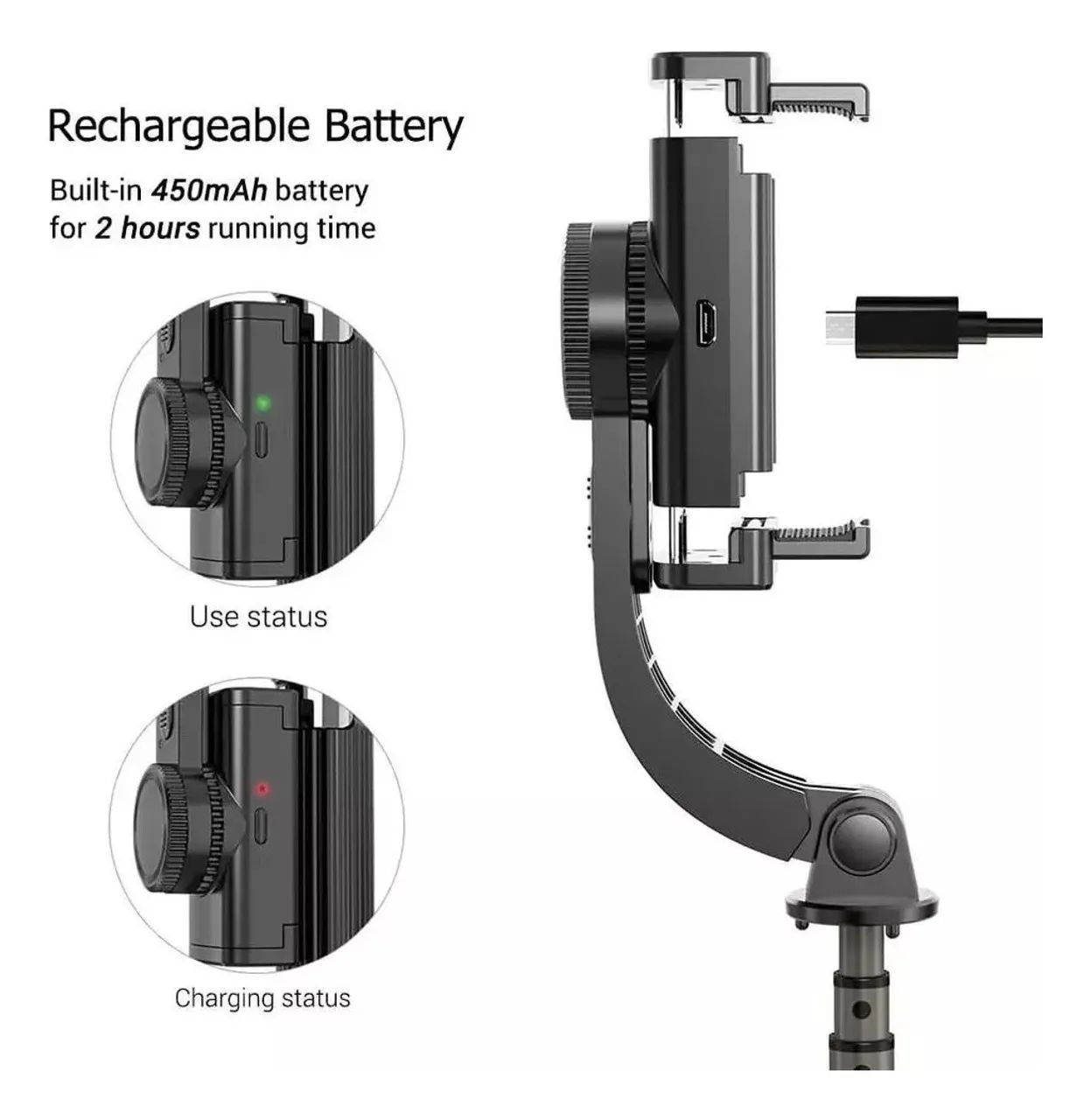 Estabilizador Gimbal  Smartphone Bluetooth Tripé L09 - Foto 3