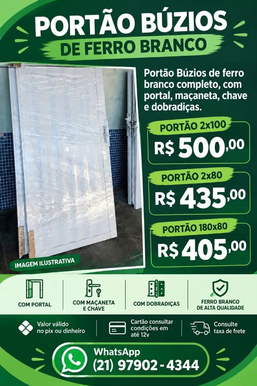 Portao social de ferro branco 