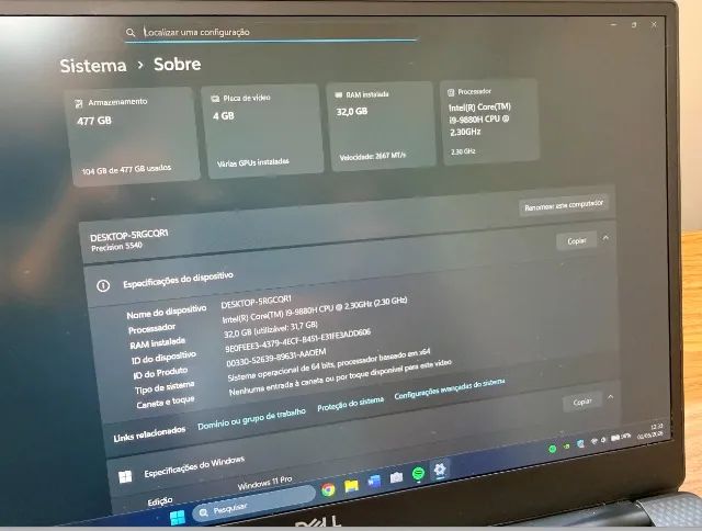 ノートPCケース Dell Precision 5540 i9 32GB 1TB T2000 Dell Precision 5540 i9 32GB Quadro T2000 + Kit Dell - Notebooks
