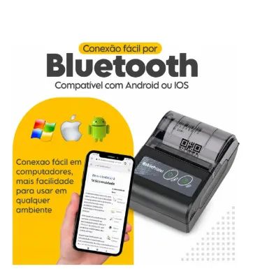 Mini Impressora Portatil Bluetooth Premium Kit C/ 10 Bobinas - Foto 3