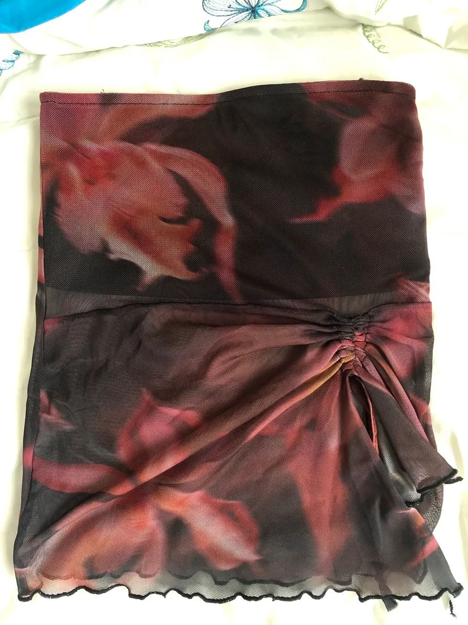 Top faixa estampado com amarração lateral