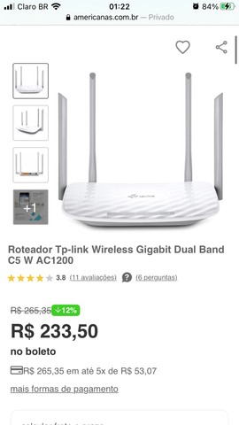 Roteador Tp-link Wireless Gigabit Dual Band C5 W AC1200