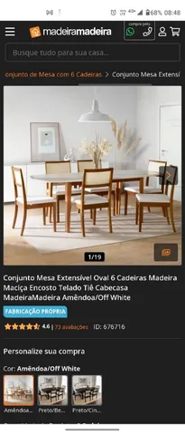 Conjunto Mesa de Jantar e 6 Cadeiras Tiê CabeCasa MadeiraMadeira