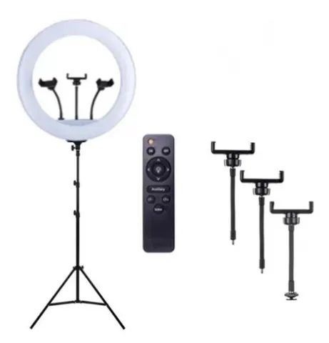 Iluminador Ring Light 46cm + tripé de chão e controle