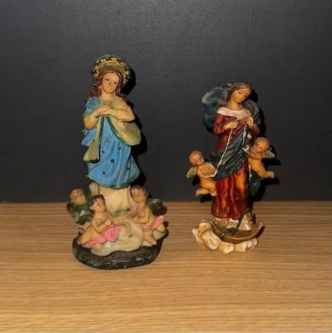 Estatuas: Virgem Maria e Santa Maria Desatadora dos nós Kit C 2 - Bom Estado Cristão