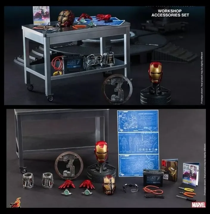 Hot toys Tony Stark workshop kit de acessórios 