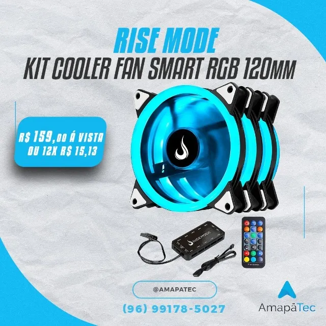 Cooler Fan Rise Smart 3 Unidades 120mm RGB